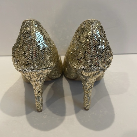 White House Black Market Gold Heels with Crystal Embellishments - Picture 8 of 8